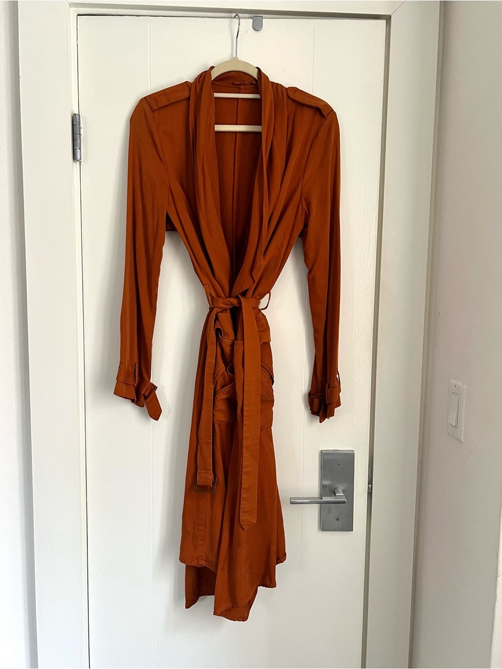 ZARA | Burnt Orange Lightweight Trench Coat - Small - Picture 4 of 8